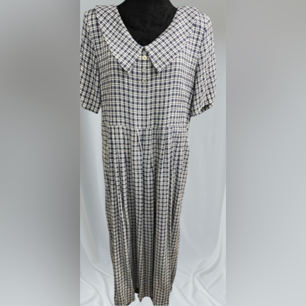 Lew Magram Plaid Vintage Prairie Empire Waist Dress Size 14
